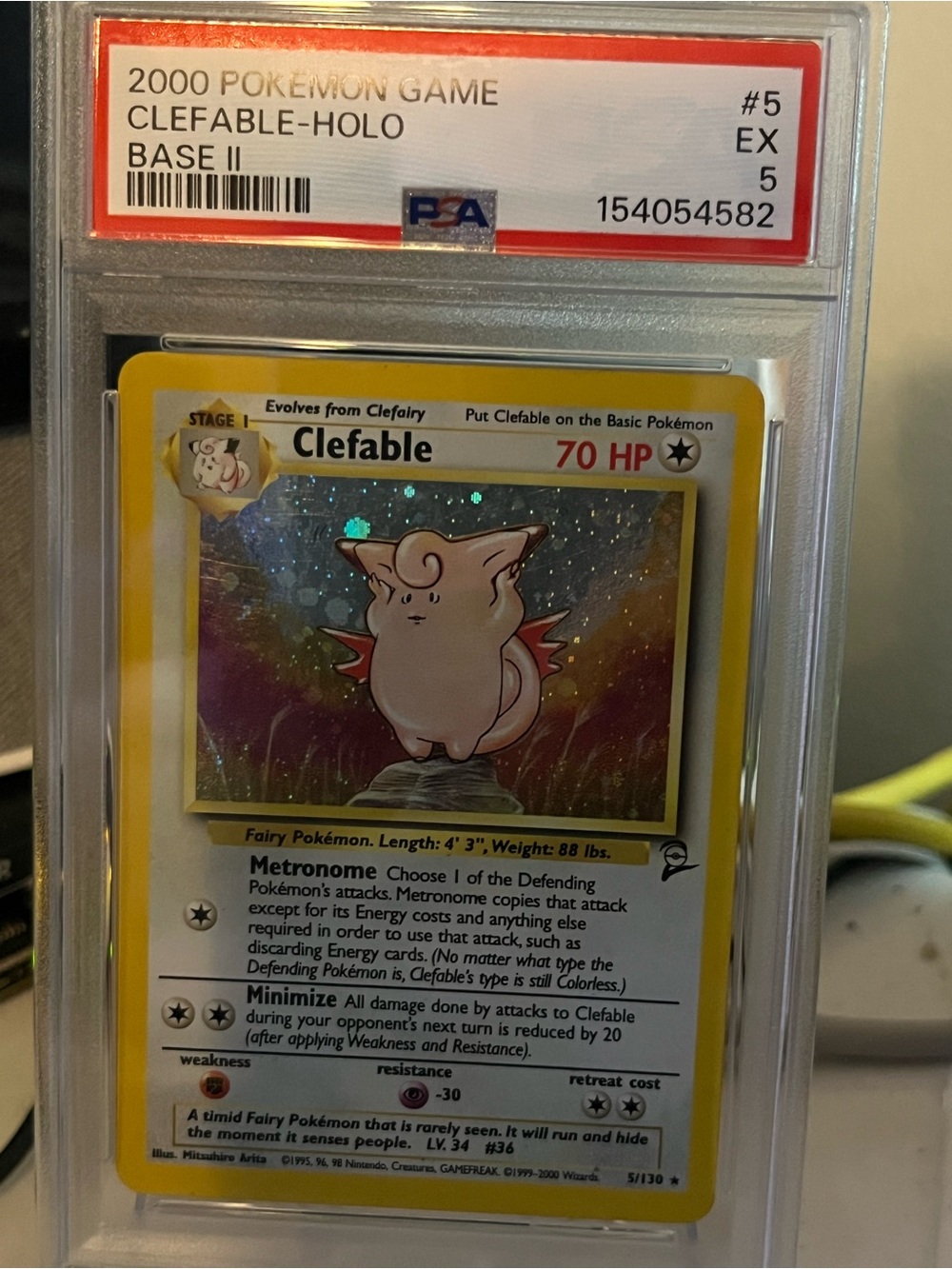 PSA 5 Clefable holo Base Set 2